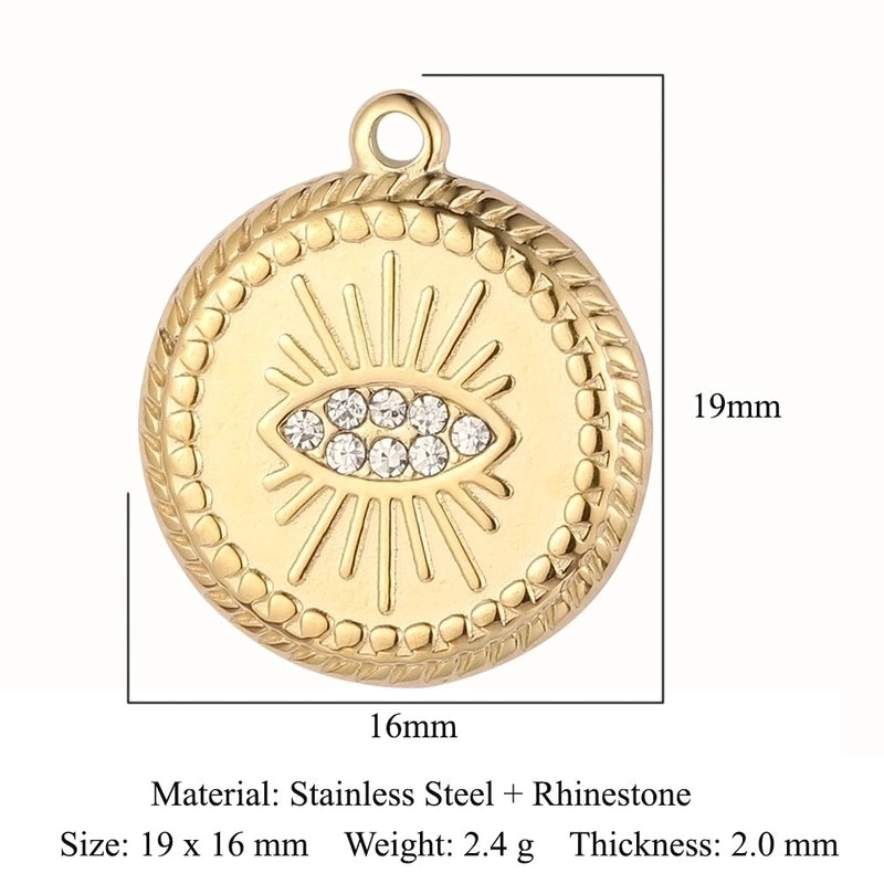 3 Pieces Streetwear Sun Titanium Steel Plating Inlay Rhinestones Zircon 18k Gold Plated Jewelry Accessories