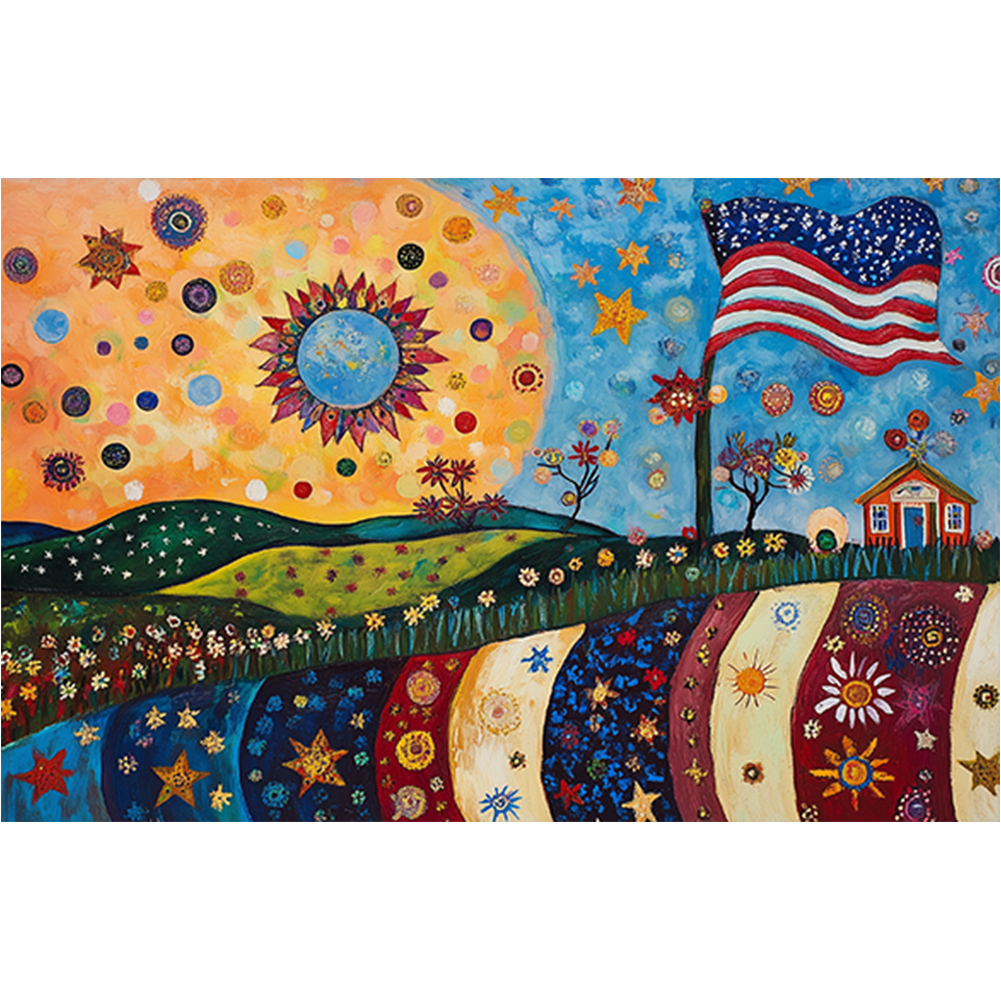 Independence Day Town Night Scene 60*40cm(canvas) full round drill diamond painting