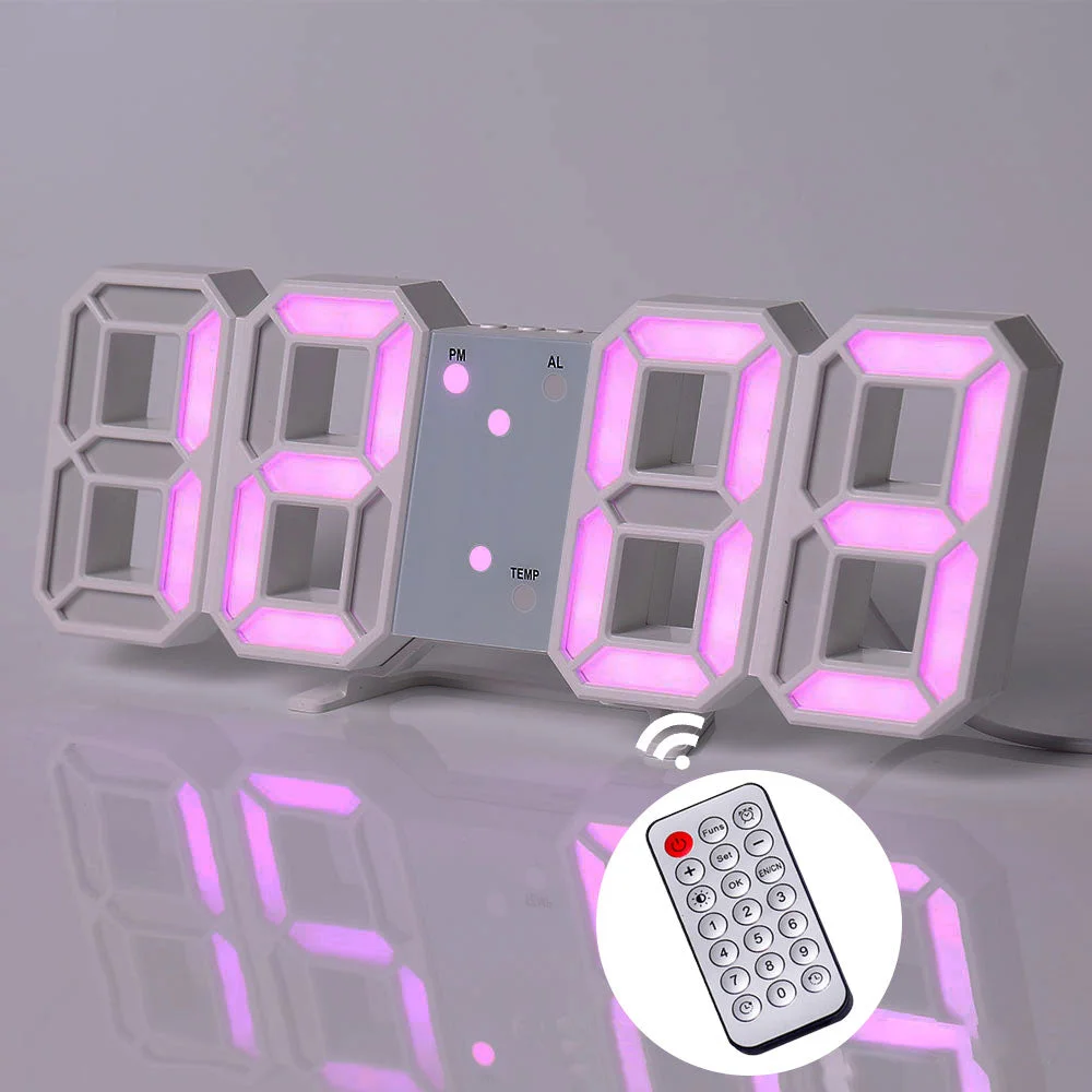 LED Digital Wall Clock Alarm Clock Wall Hanging Table Desk Electronic Digital Clock With 3 Levels Brightness Home Decor