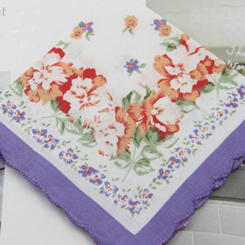 Handkerchiefs Women Printing Cute Square Towel Pocket Womens Elegant Simple Wipe Sweat Soft Cotton Trendy Casual Ladies 2020 New