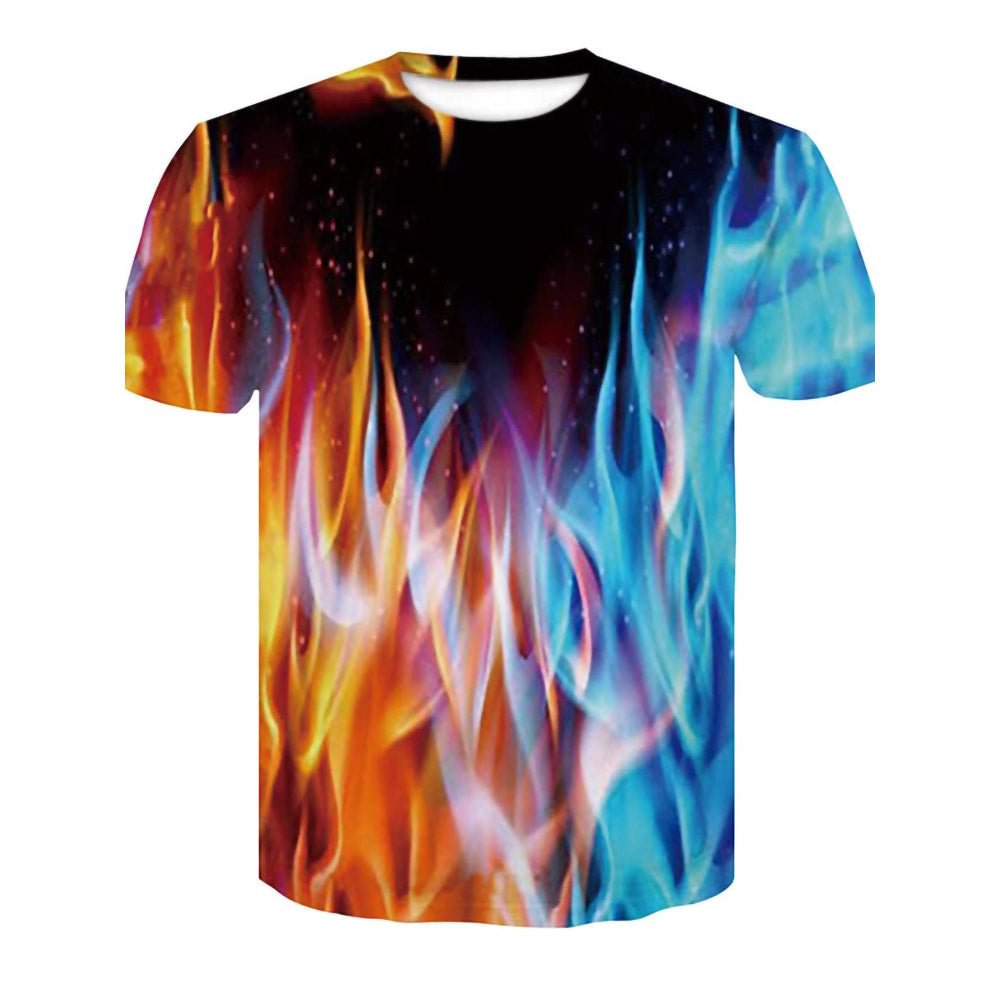 3D Graphic Short Sleeve Shirts Fire