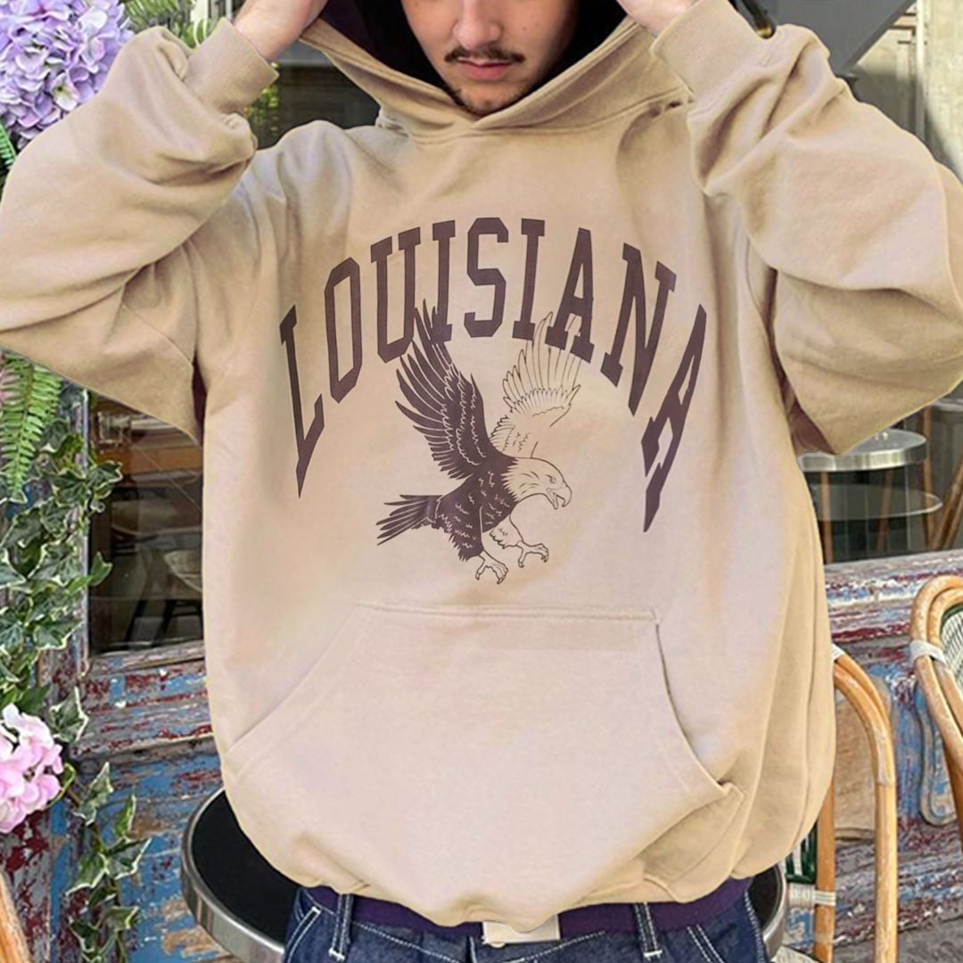 Retro men's louisiana casual print hoodie-barclient