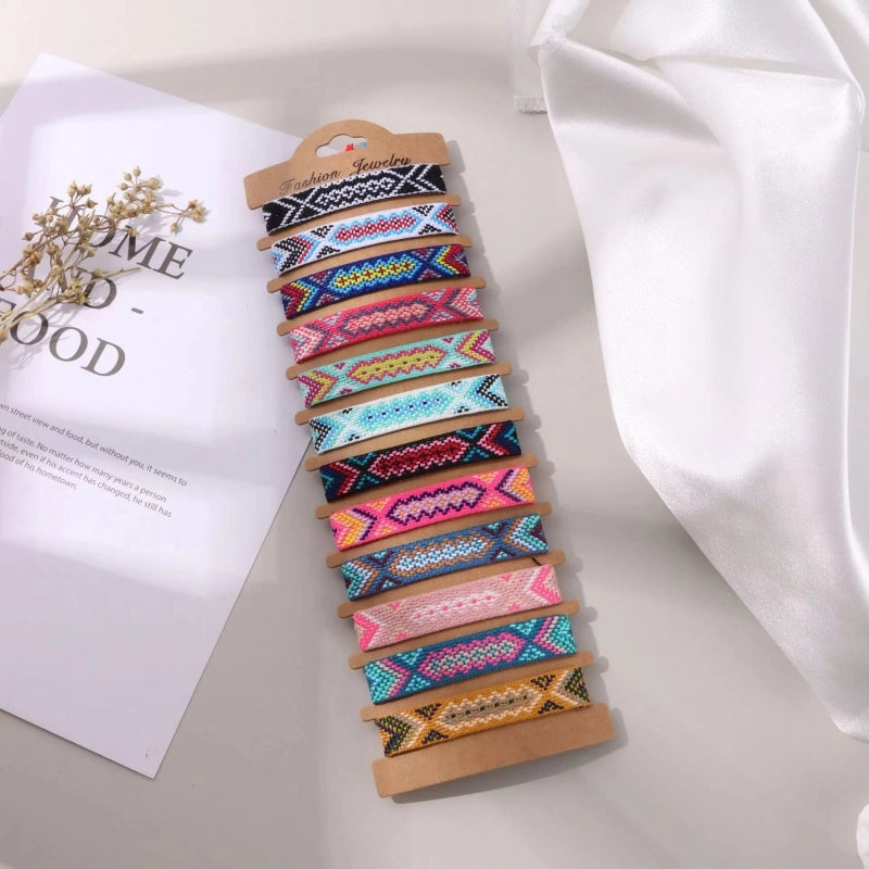 Amazon Explosions Bohemian Striped Cotton Line Hand Rope Fashion Men Women Adjustable Bracelet