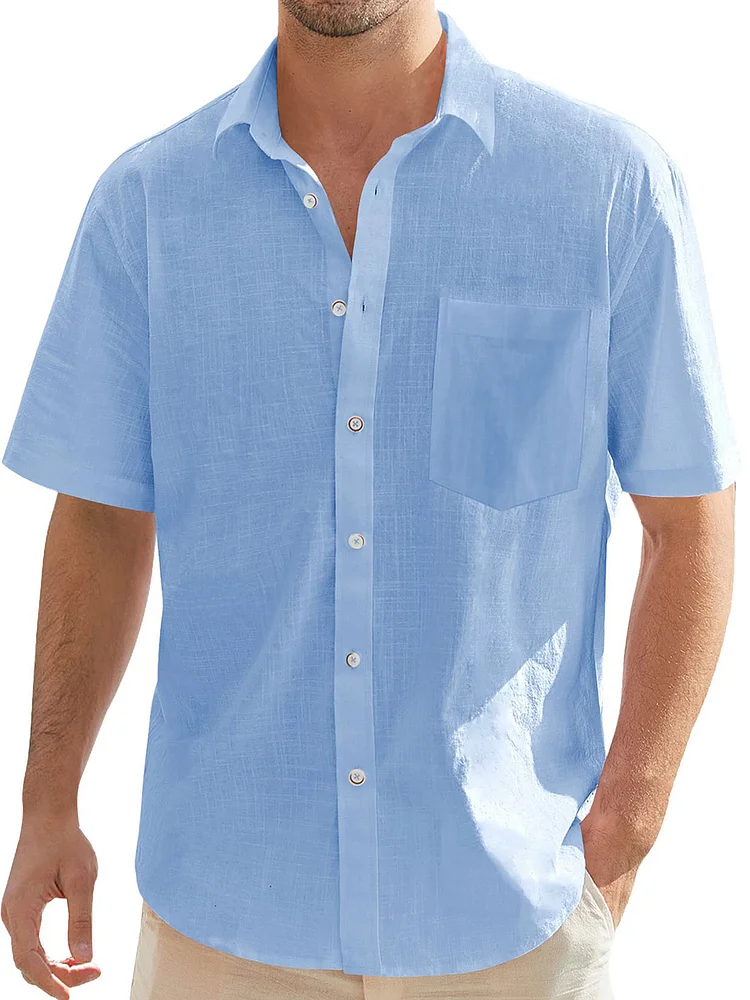 Men's Hawaiian Lapel Pocket Short Sleeve Shirt