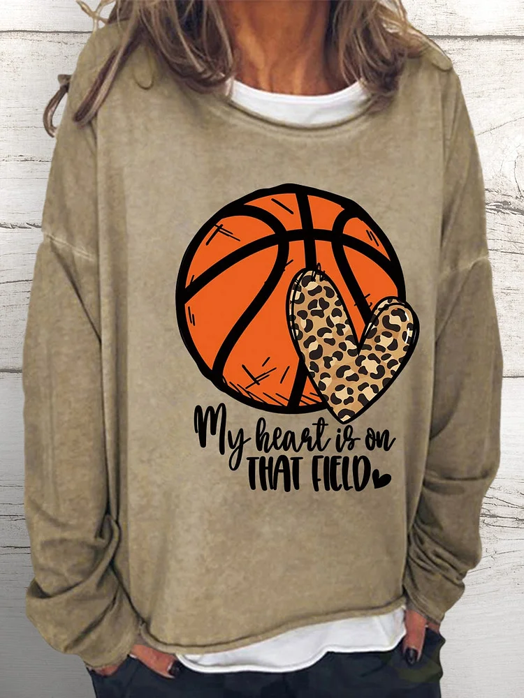 My heart is on that field leopard basketball  sweatshirt-010786-Annaletters