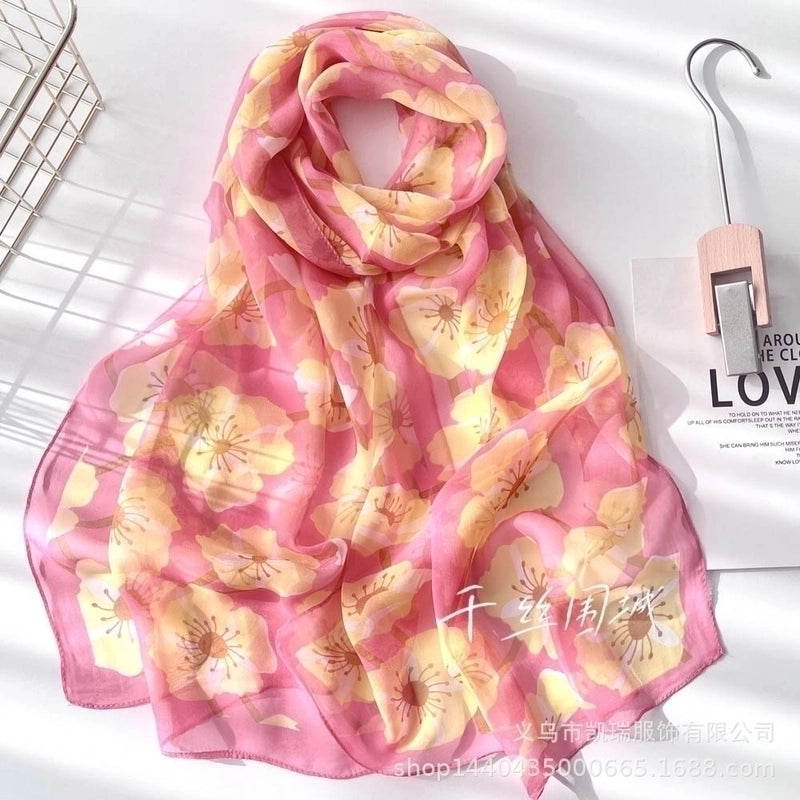 Women’s Sweet Flower Georgette Silk Scarves