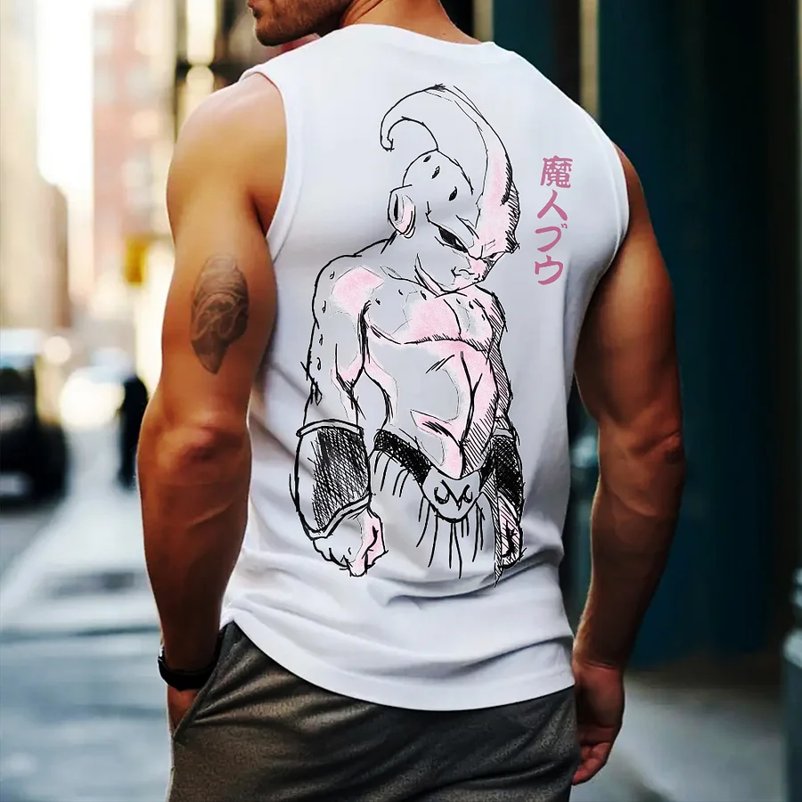 Oversize Dragon Ball Majin Buu Print Tank Top