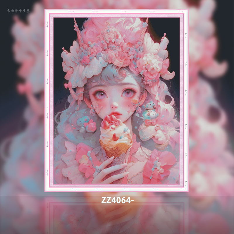 [ZZ4064-Ice Cream Girl]  Painting Fairy Cross Stitch