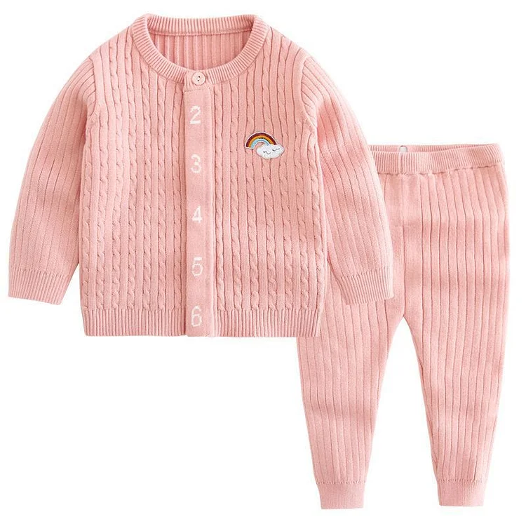Baby Number Cloud Rainbow Knitted 2 Pieces Set