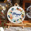 Flower-DIY Embroidery Kit with Pattern Cotton Threads Needles Hoop 30*30cm/11.81*11.81in tapestrymarket