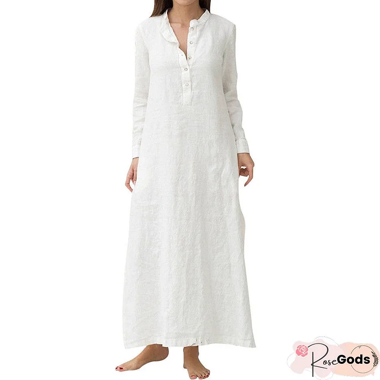 Ladies' Casual and Loose Retro Dress Linen