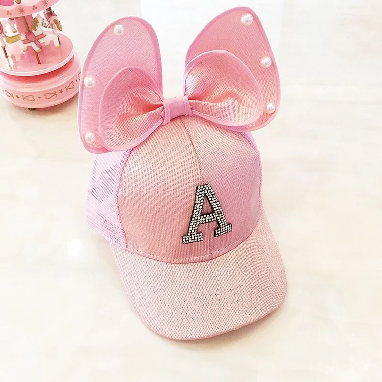 Spring Children casual sequins baseball cap Summer kids girl loveable Mesh hat snapbacks cartoon pearl rabbit ear gorros 3-8Y