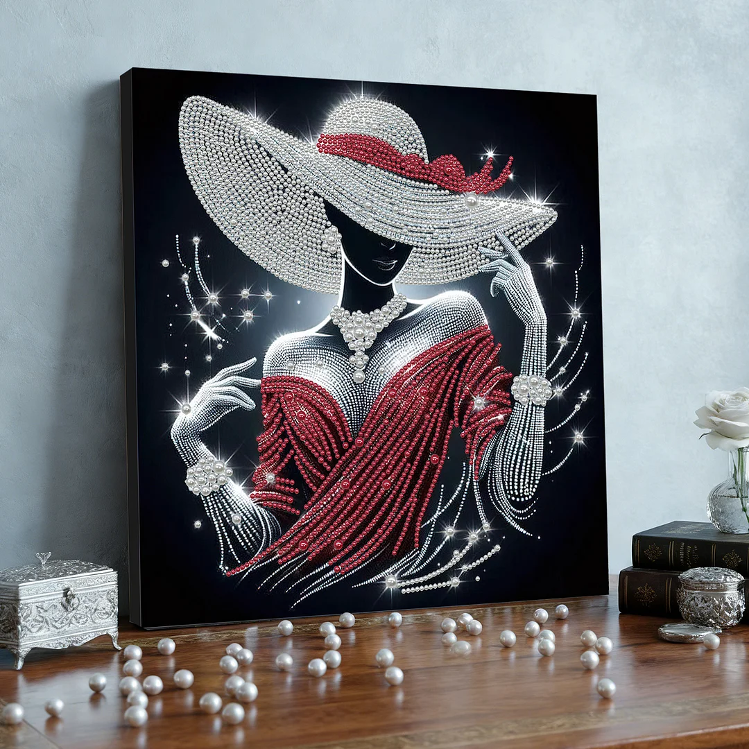 Elegant Lady - DIY Pearl Diamond Art Kit With Frame 30*30cm