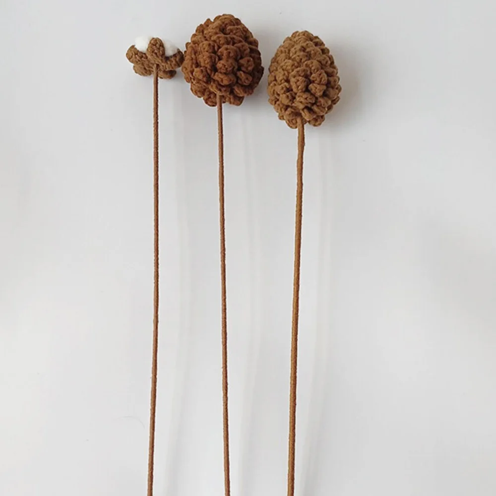 Handmade woolen knitted pine cone bouquet cotton bouquet