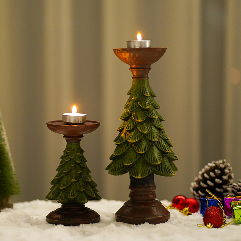 Elegant Christmas Tree Candle Holder Set for Home 