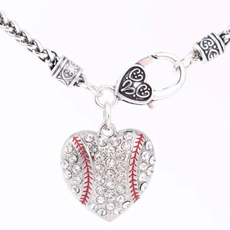 Baseball  Heart Necklace