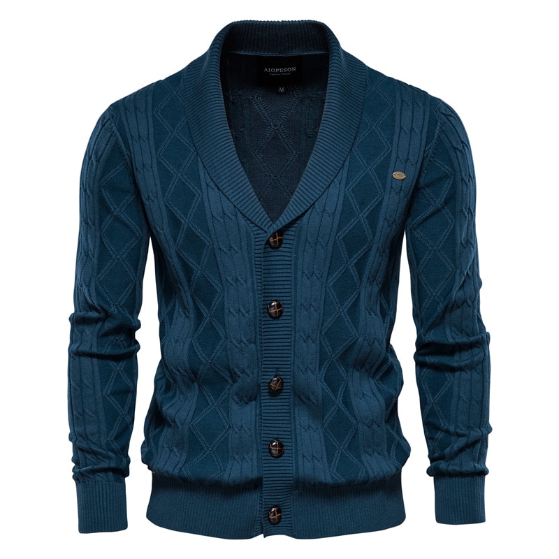Men's Argyle Casual Quality Winter Basic Cardigan | ARKGET