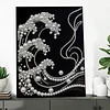(30x40cm)Big Waves DIY Pearl Painting Framed Grape Handmade Pearl Material Art Kit Living Room Decor