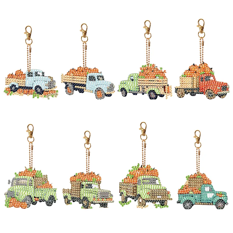 8PCS Fantasy Carriage Double Sided Diamond Painting Keychain gbfke