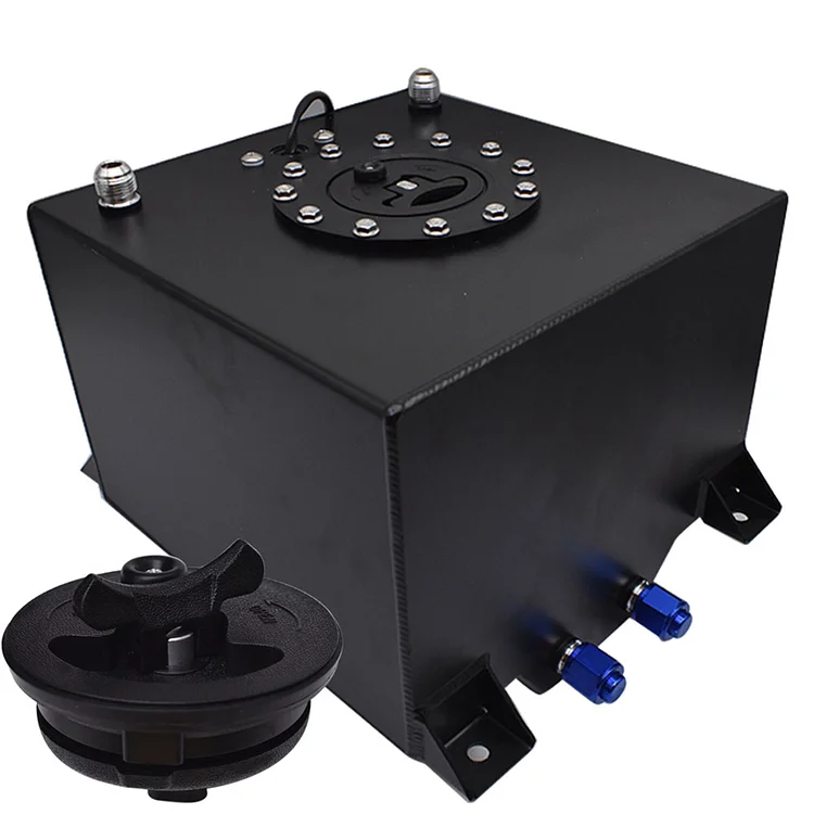 Silscvtt Black Aluminum Fuel Tank with Built In Level Sender 5 Gallon Coated Fuel Cell Tank & Level Sender Racing/Drifting
