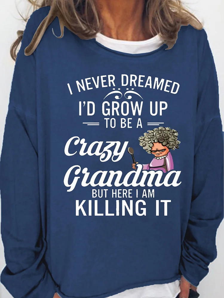 Womens Funny Letter Grandma Casual Loose Sweatshirts