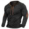 Men's T-shirt Crew Neck Normal Outdoor Causal Long Sleeve Lace Up Vintage Style Clothing by Inlyline