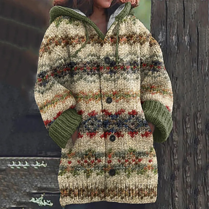 Vintage Tribal Icelandic Pattern Cardigan Sweater