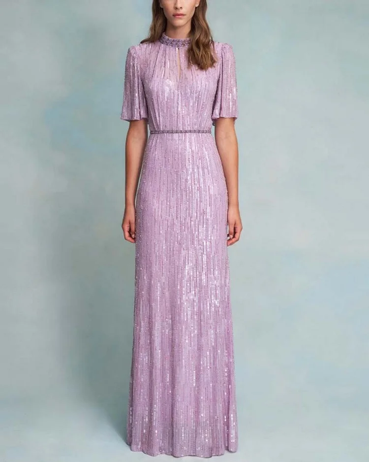 elegant beaded sequined maxi dress gown