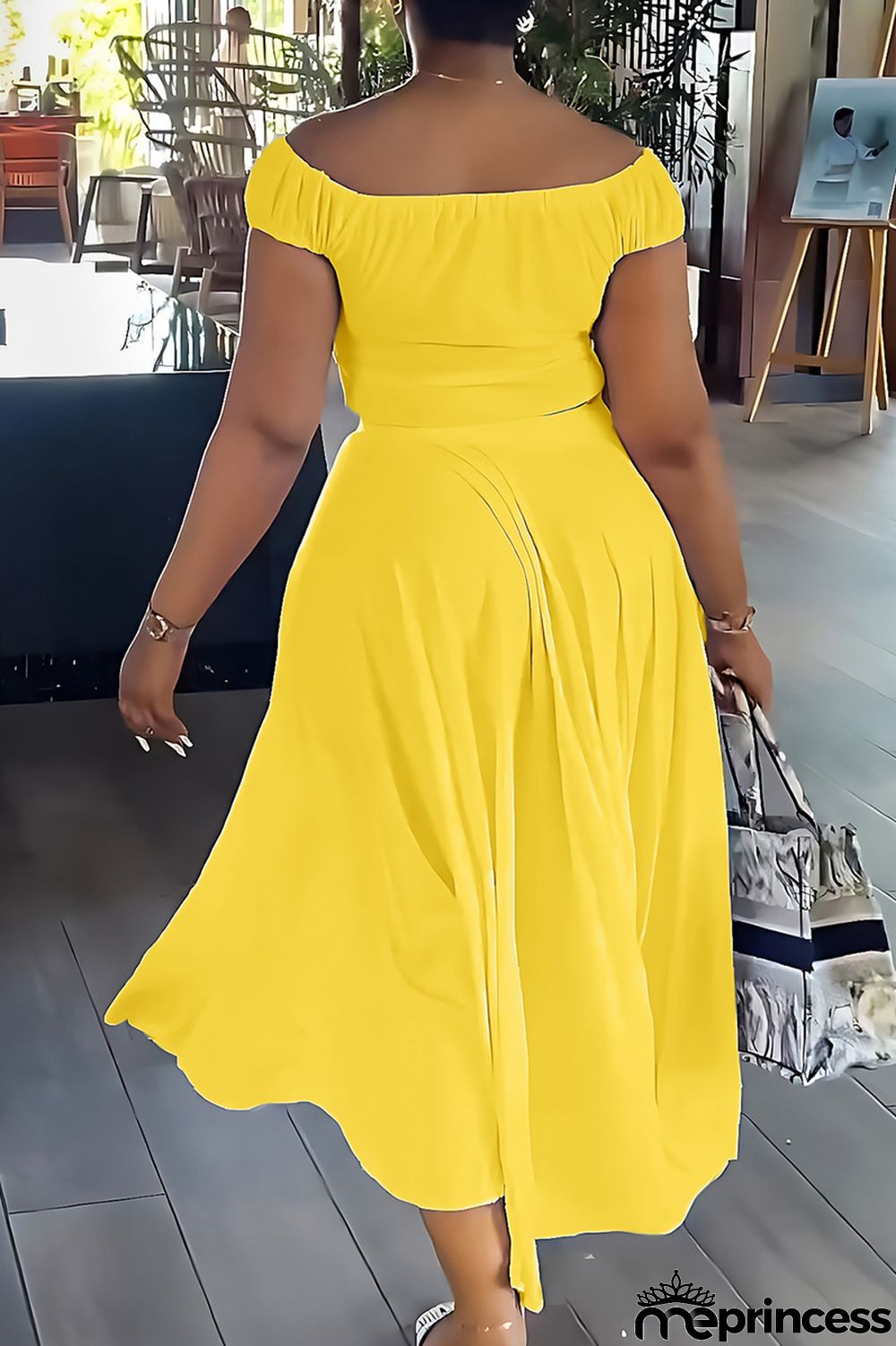 Blue Elegant Solid Patchwork Draw String Buckle Off the Shoulder Short Sleeve Two Pieces