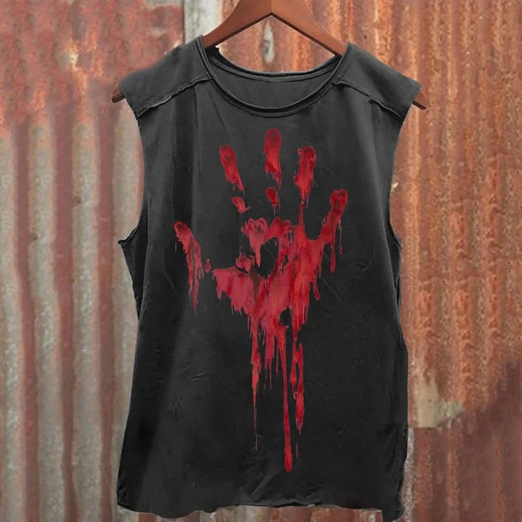 Men's Bloody Handprint Art Print Halloween Vest