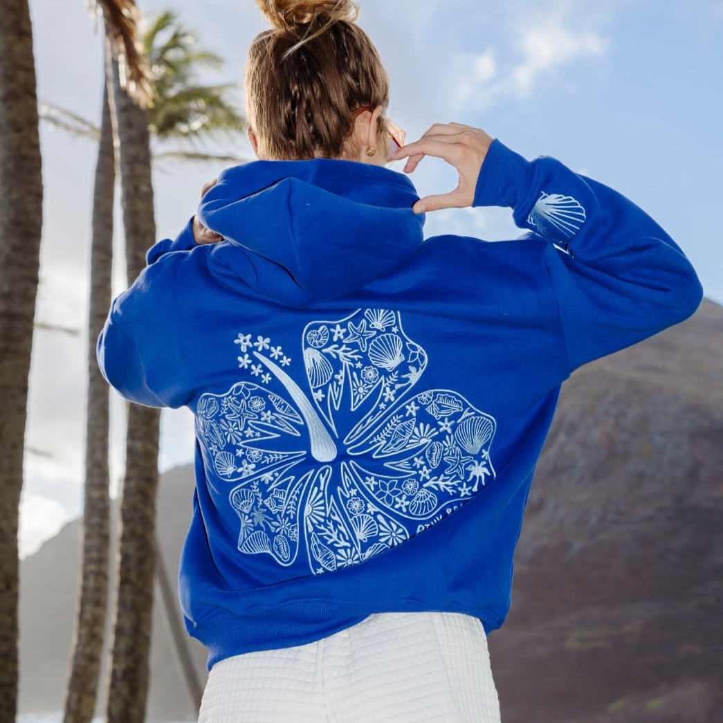 Women's Drop Sleeve Threaded Print Hoodie