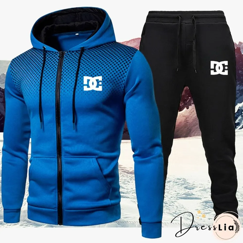 Brand Mens Printed Jacket & Trousers Two Piece Suit Sports Shirt Personalized Fitness