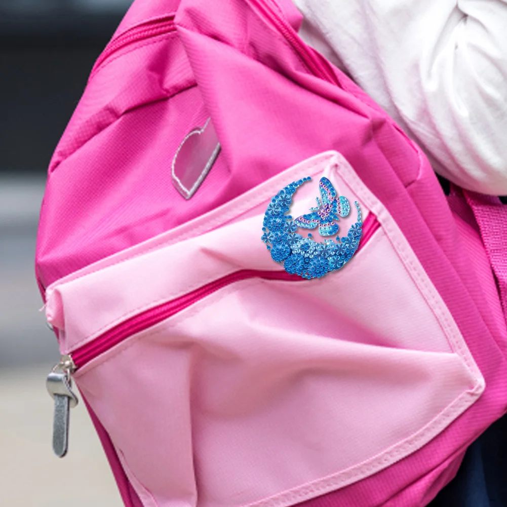 4Pcs DIY Moon Moth Diamond Painting Brooch DIY Diamond Badge Pins for Art Crafts