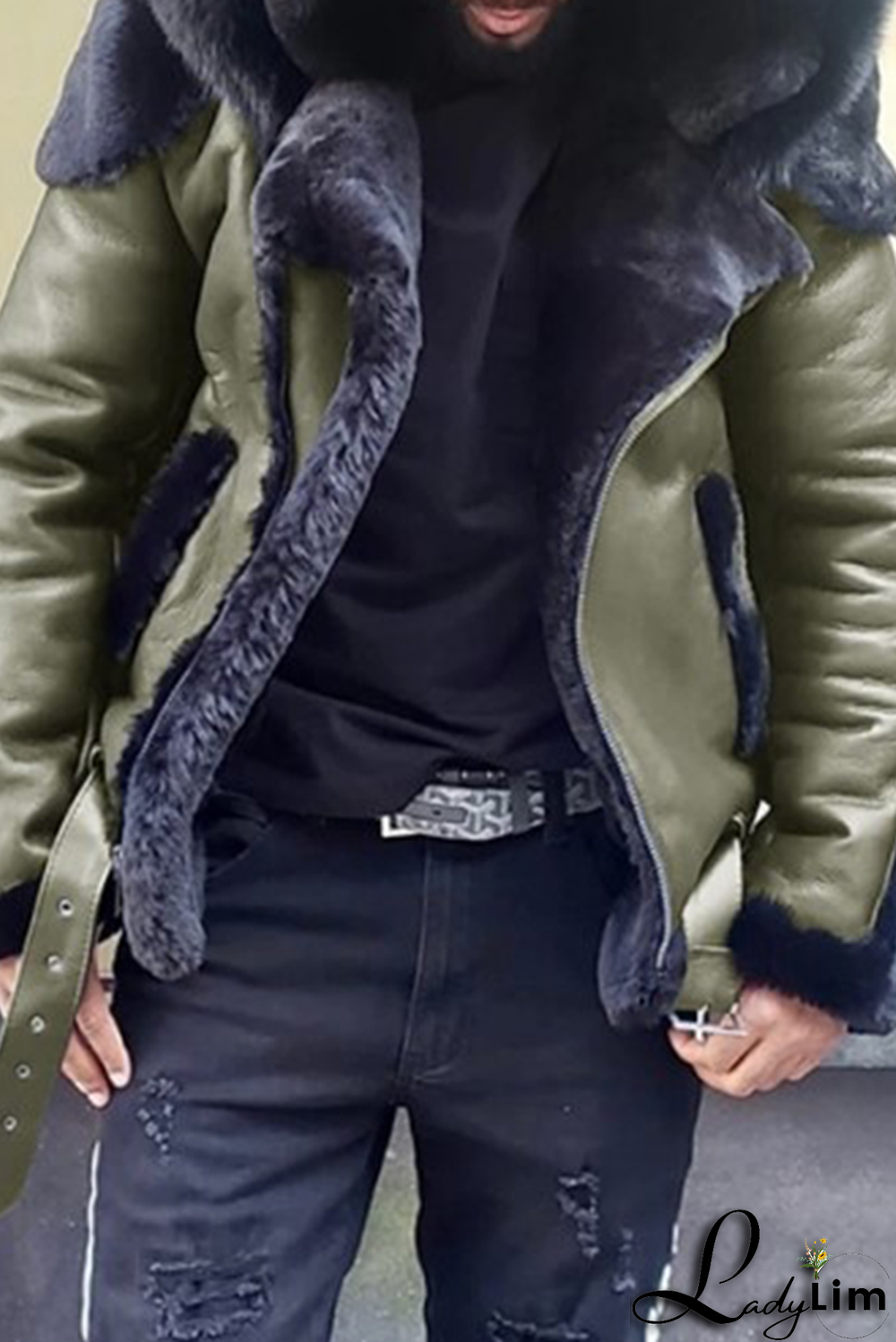 Red Fashion Street Patchwork Patchwork With Belt Hooded Collar Outerwear