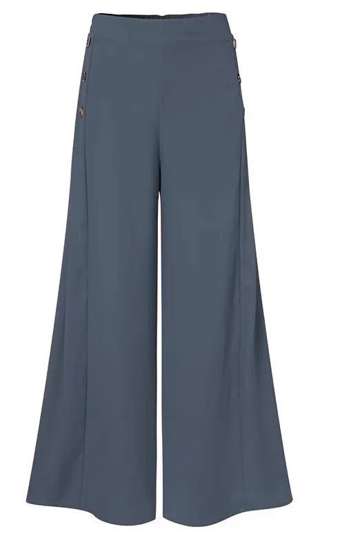 Mongw Mongw Spring / Summer 2023 Pants Women's Button Elastic High Waist Summer Wide Leg Pants