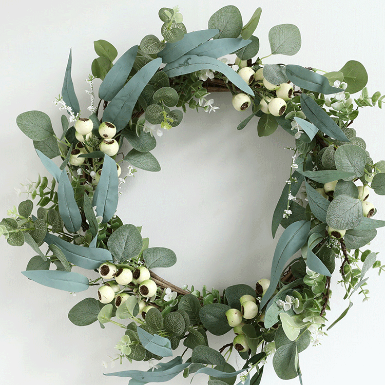 Mixed Berries Greens Faux Eucalyptus Wreath