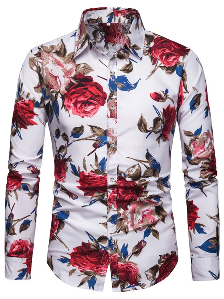 Men's Slim Plus Size Long Sleeve Floral Shirt Fashion Casual Shirt M L XL 2XL 3XL 4XL 5XL | 168DEAL