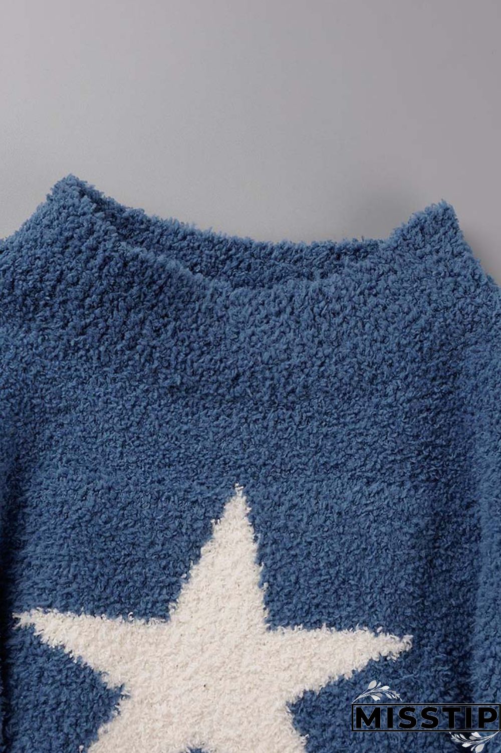 Blue Casual The stars Patchwork O Neck Tops