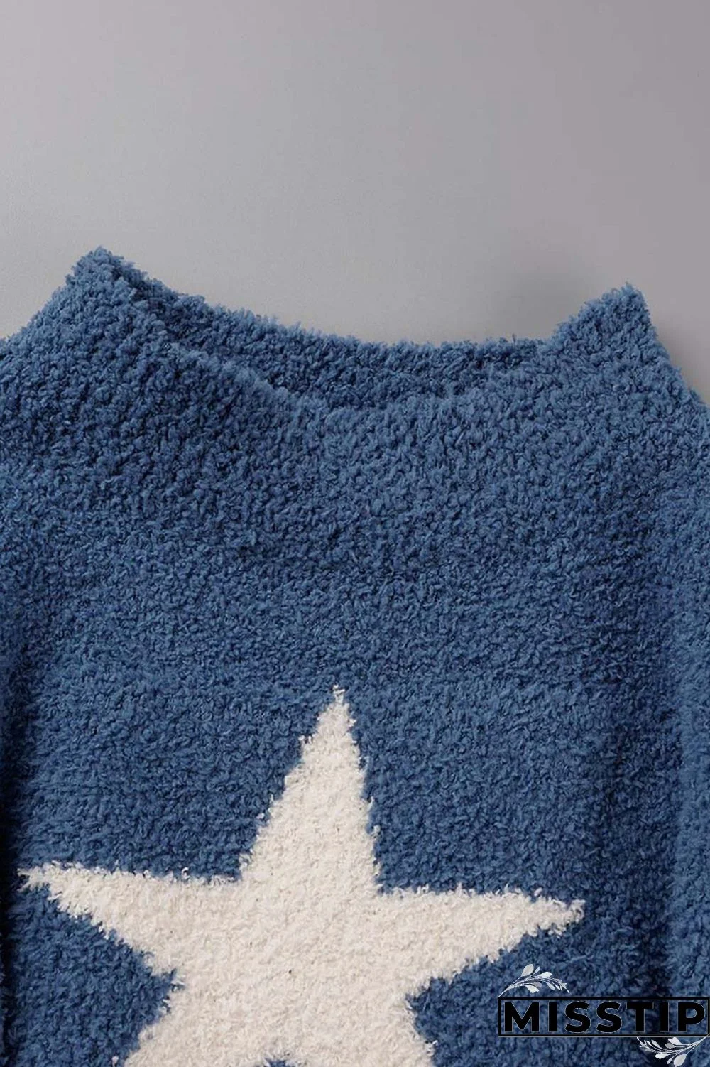 Blue Casual The stars Patchwork O Neck Tops