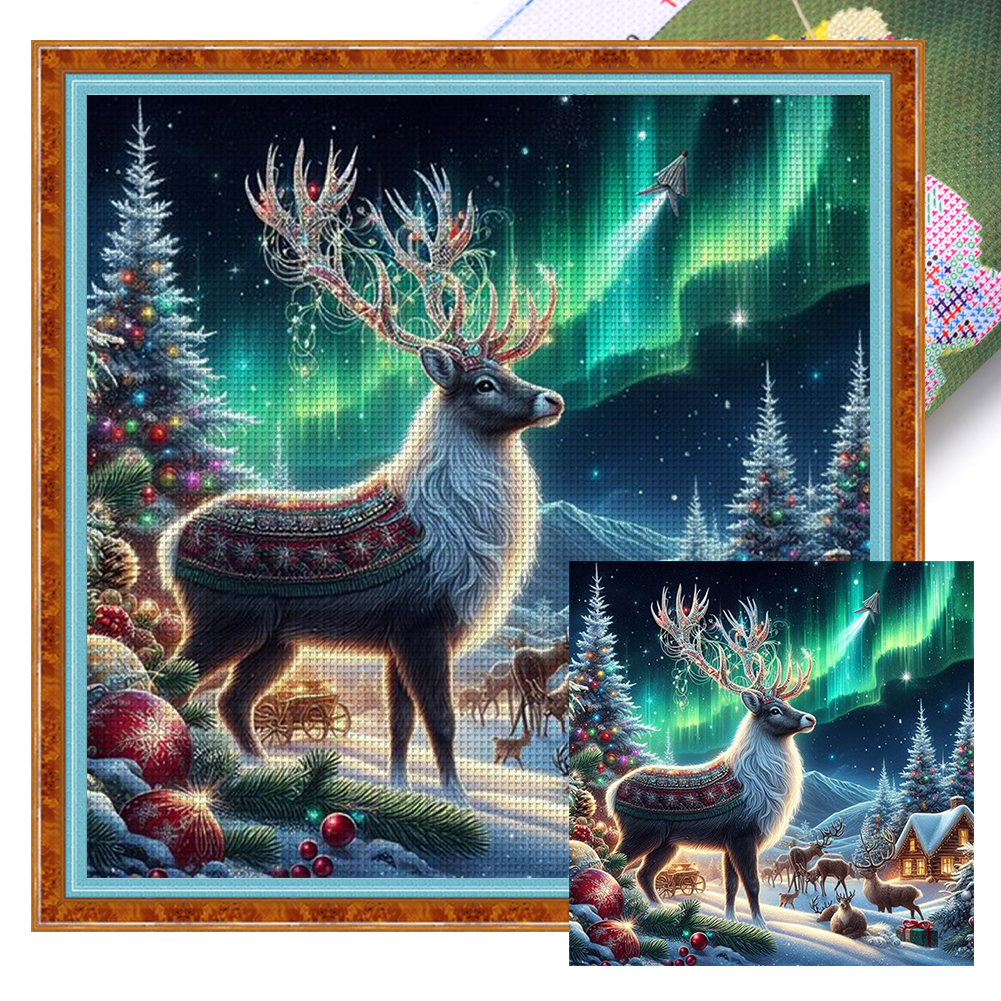 Aurora Elk Full 14CT Pre-stamped Canvas(40*40cm) Cross Stitch