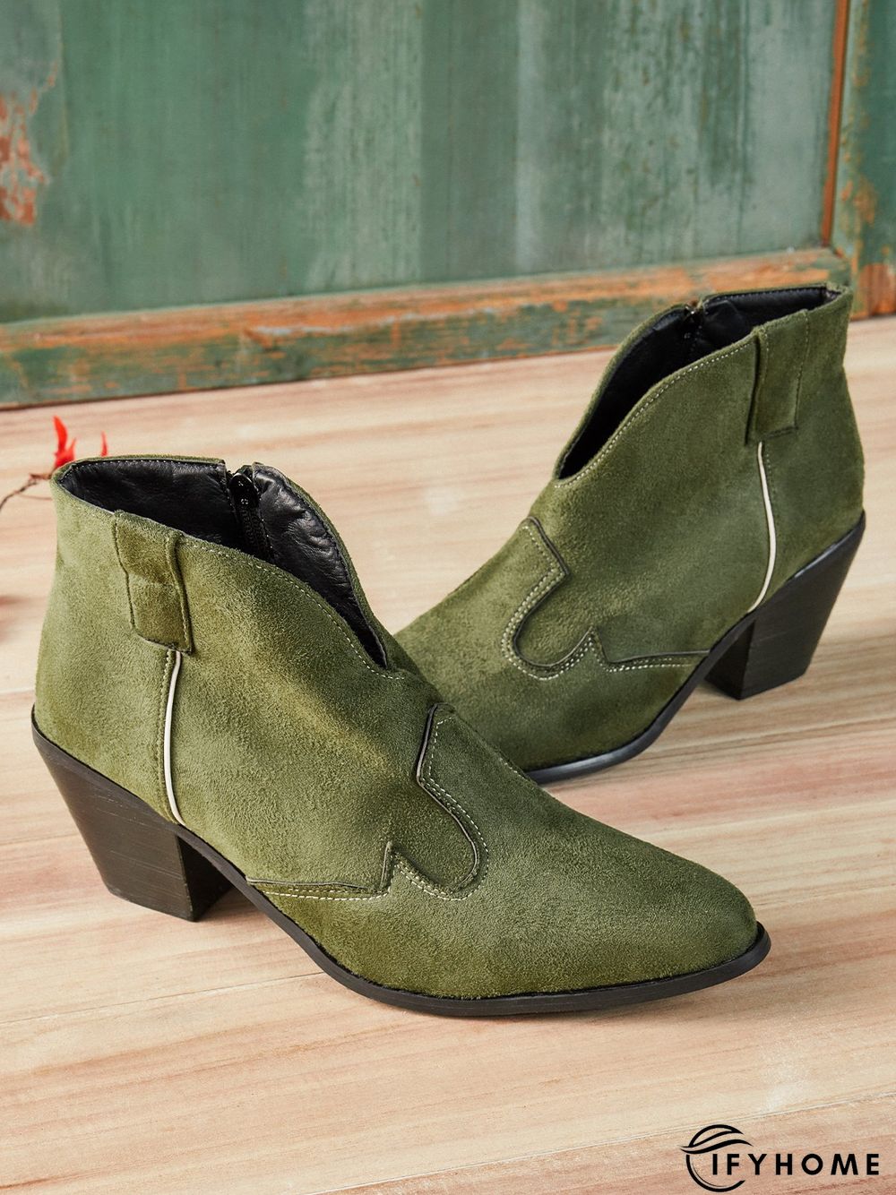 Bohemian mid-heeled pointed booties | IFYHOME