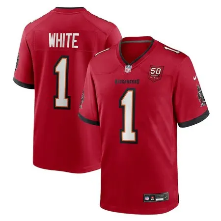 Men's Tampa Bay Buccaneers #1 Rachaad White  Red 50th Anniversary Game Jersey