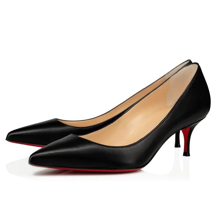 Classic Fashion Black Pointed Toe Everyday Wear Party Wedding Red Bottoms Heel Pumps VOCOSI VOCOSI