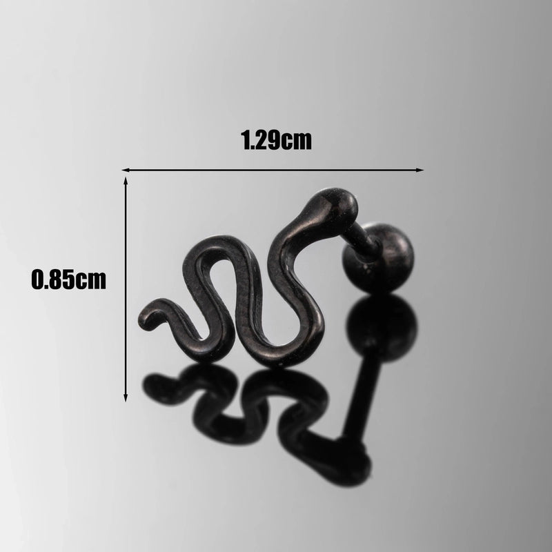 1 Piece Hip-Hop Rock Cool Style Snake 316 Stainless Steel Ear Studs