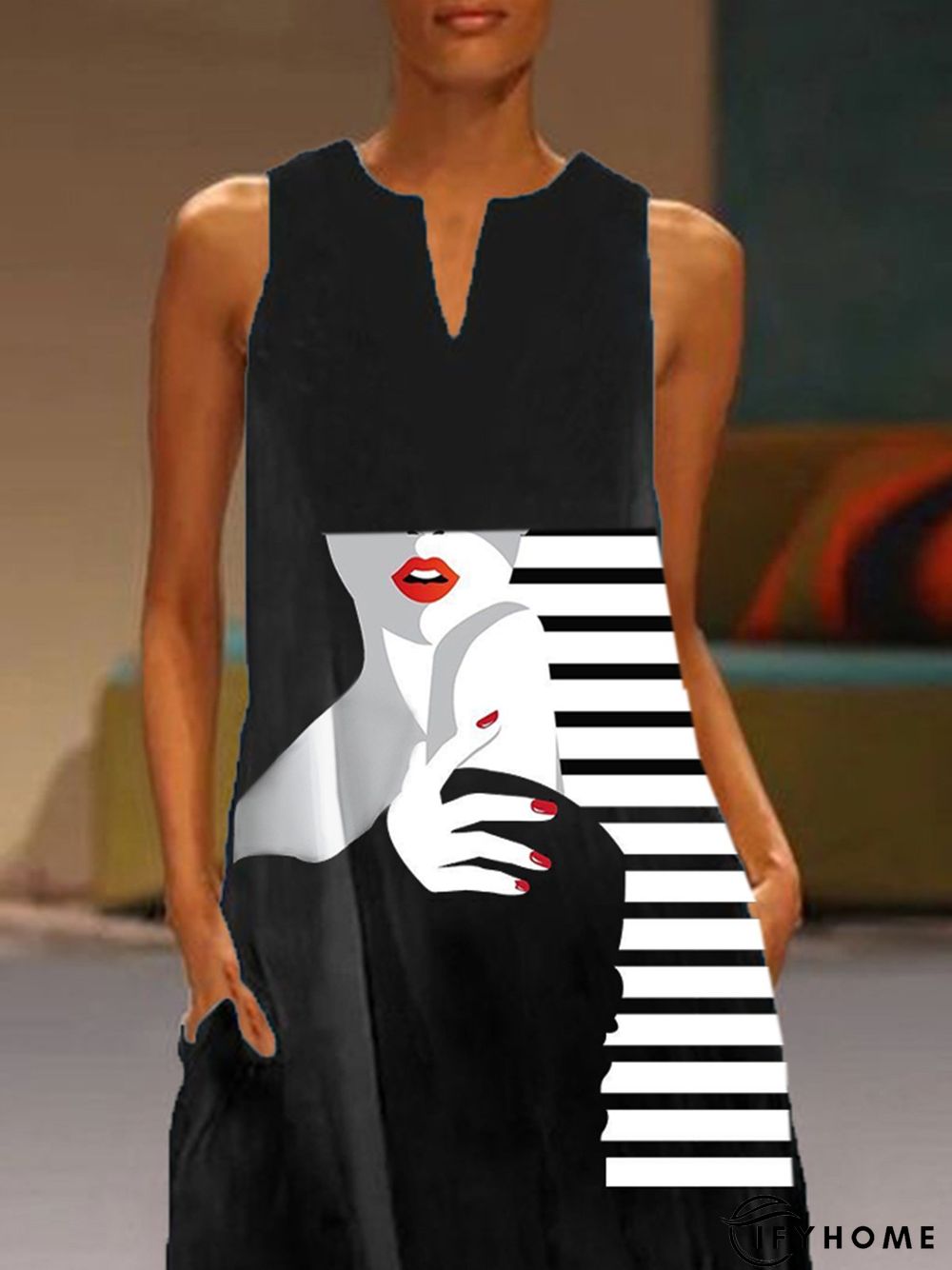 V Neck Sleeveless Regular Fit Casual Dress | IFYHOME