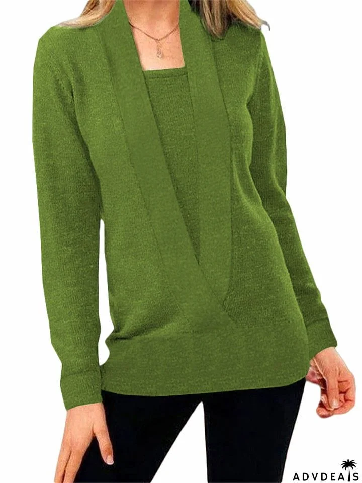 Fashion V Neck Long Sleeve Soft Home Sweater Tops for Women