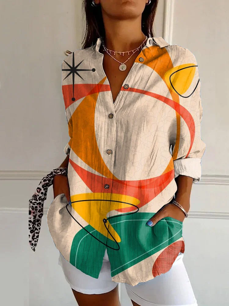 Classic Print Casual Long Sleeve Shirt