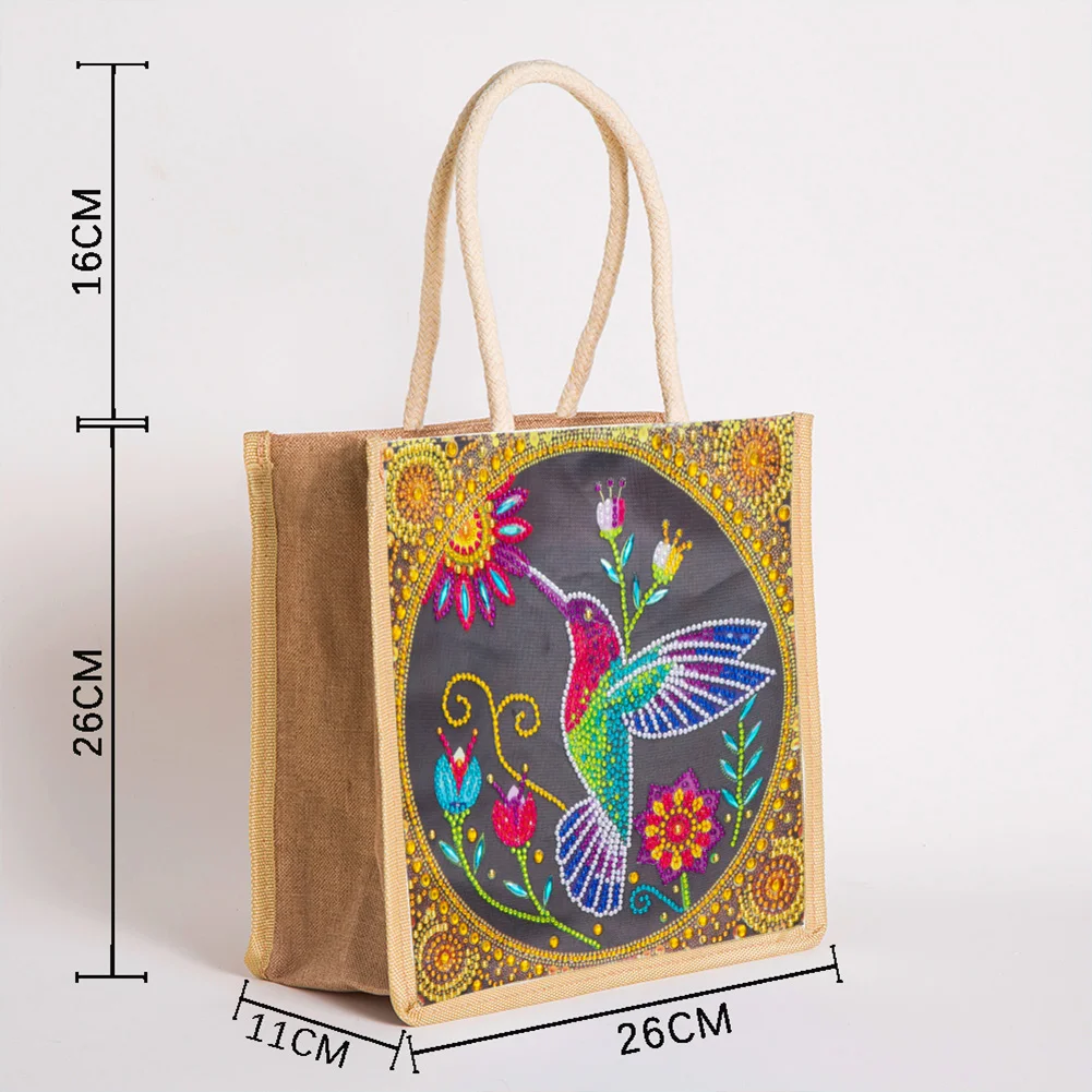 5D Diamond Painting Handbag DIY Bird Linen Shopping Storage Bags