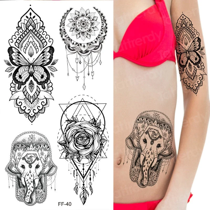 Arabic script Temporary tattoo sticker waterproof arm body leg shoulder neck sexy tatoo Letter Heartbeat Heart Love tattoo womem