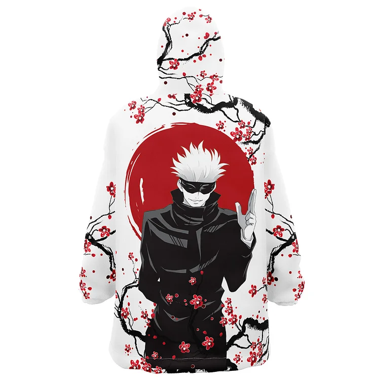 Satoru Gojo Cherry Blossom Jujutsu Kaisen Snug Oversized Blanket Hoodie